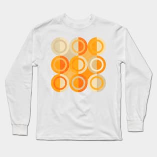 Geometric Shapes Orange Grey Circles Long Sleeve T-Shirt